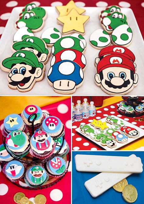 Super Mario Party Desserts | Super Mario Party Ideas Super Mario Brothers Party, Super Mario Brothers Birthday, Mario Brothers Birthday Party, Mario Kart Party, Mario Bros Birthday Party Ideas, Super Mario Bros Birthday Party, Super Mario Bros Party, Mario Cake, School Video