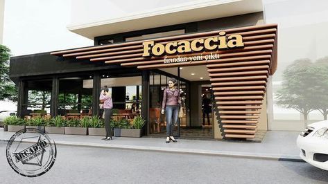 Restaurants Front Design, Cafe Front Elevation Design, Cafe Elevation Exterior, Supermarket Design Exterior Architecture, Restaurant Front Elevation Design, Shops Exterior Design, Facade Signage Design, Restaurant Ideas Design Exterior, Facade Design Restaurant