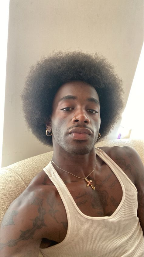 70s Afro Men, Afro Men Aesthetic, Black Men With Afros, 4c Afro Men, Black Men Afro Hairstyles, Men With Afros, Afro Hair Men, Black Male Aesthetic, Male With Black Hair