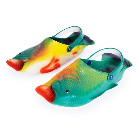 PRICES MAY VARY. 🏅 SPORTS MODE ACTIVATED: Introducing the wear-anywhere FINtastic comfies your feet have been begging for. Featuring full arch support and a back strap, these fish sandals will have you swimming in comfort while looking as wild as a sea creature at a costume party. 🐠 GO BIG: They're not just fish flip flops; they're a bold declaration that says, "I'm here to have a FINtastic time, and I won't apologize for doing it in total comfort" Ugly shoes? Forget about it. These bass shoes Fish Slippers, Slippers Animal, Slippers Funny, Fish Flip Flops, Weird Shoes, Funny Slippers, Unique Dresser, Fun Slippers, Funny Shoes