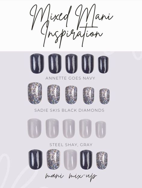 Nails 2022 Trends Winter, Gray Manicure, Dash Nails, Press On Nails Business, Mixed Manicure, Nails Gray, Nails Business, Pink Zebra Recipes, Aspen Nails