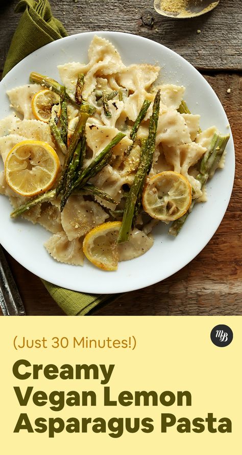 Easy Lemon Roasted Asparagus #minimalistbaker Dairy Free White Sauce, Lemon Asparagus Pasta, Lemon Asparagus, Daniel Fast Recipes, Asparagus Pasta, Healthy Weeknight Meals, Minimalist Baker, Vegan Pasta Recipes, Lemon Pasta