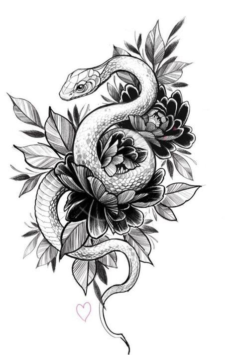 King Cobra Tattoo, Snake And Flowers, Traditional Snake, Rosen Tattoo Frau, Traditional Snake Tattoo, Tato Salib, Cobra Tattoo, Snake Tattoo Design, Tattoo Portfolio