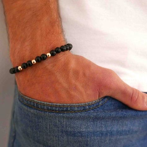 Men’s Beaded Bracelet, Bracelet Ideas For Men, Bracelet For Teacher, Mens Onyx Bracelet, Bracelets Man, Mens Handmade Jewelry, Beads For Men, Beaded Bracelets For Men, Bead Bracelet For Men