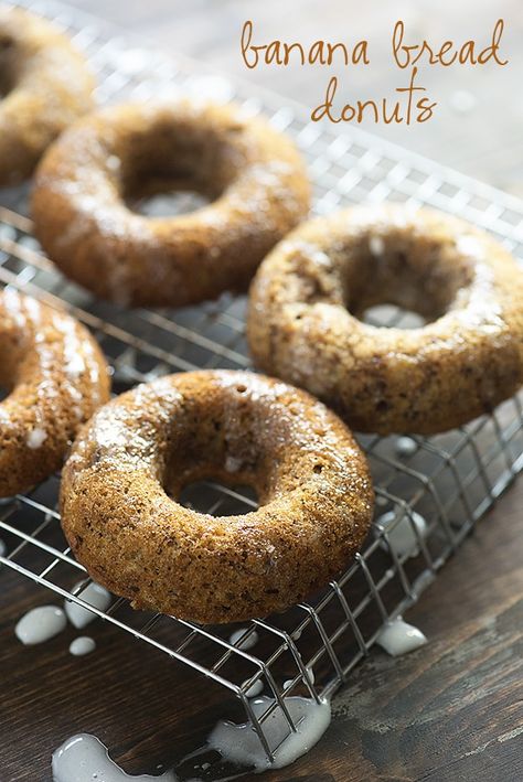 This is banana bread in donut form! Baked and not fried, these Banana Bread Donuts are so easy to make and your entire family will love them. #bananabreaddonutrecipes #doughnut Baked Doughnuts, Baked Donut Recipes, Haitian Food Recipes, Louisiana Recipes, Tasty Foods, Homemade Donuts, Doughnut Recipe, Baked Banana, Chocolate Donuts