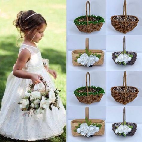 Flower Girl Basket Rustic, Cheap Wedding Decorations, Deco Champetre, Rustic Flower Girls, Wedding Flower Girl Basket, Tafel Decor, Rustic Vintage Wedding, Flower Girl Baskets, Flower Crown Wedding