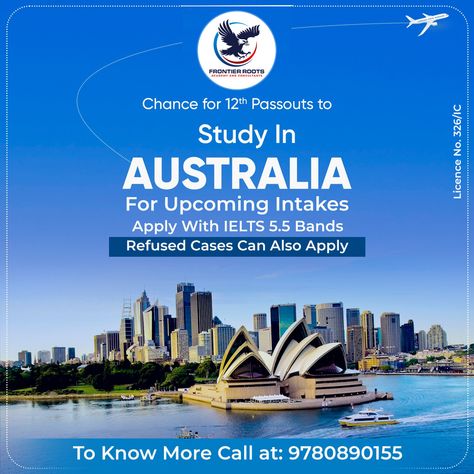 🇦🇺🇦🇺Study in Australia 🇦🇺🇦🇺 👉Apply Your Study Visa In Australia's Top Colleges & Universities and Achieve Your Goals 👉We are here to guide you 📌IELTS 5.5 Bands Required 📌12th Pass Required 📌Gap Acceptable 📌High Visa Success Rate 🟢Refused Cases Can Also Apply🟢 📞Call us: 9780890155 #studyinaustralia #australiavisa #studyvisa #australiastudyvisa #visa #visaforaustralia #australia #frontierrootsmohali #frontierroots #mohali #chandigarh Australia Study Visa Creative Poster, Study In Australia Social Media Post, Australia Study Visa, Azerbaijan Travel, Marketing Ads, Admissions Poster, Study In Australia, Education Poster Design, Sisters Photoshoot Poses