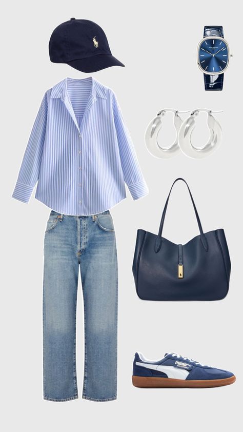 All Blue Outfit, Transitional Fashion, Smart Casual Dress, Minimalist Fashion Women, Classic Style Outfits, Casual Preppy Outfits, Everyday Fashion Outfits, Casual Day Outfits, Casual Chic Outfit