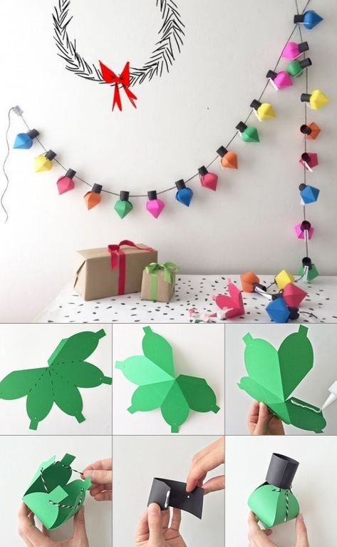 Easy Diy Christmas Decorations For Classroom, Christmas Decor At School, Kids Christmas Garland Craft, Christmas Craft Garland, Christmas Wall Decor Ideas Diy Crafts, Diy Office Christmas Decorations, Office Xmas Decorating Ideas, Christmas Decor Ideas Paper, Christmas Decorations Classroom