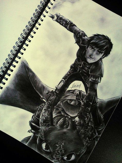 Awesome art of Hiccup and Toothless :) Hiccup And Toothless Drawing, Toothless Dragon Art, Toothless Dragon Drawing, Movies Ideas, Dragon Drawings, Httyd Art, Hiccup And Toothless, Exercise Wheel, Dreamworks Dragons