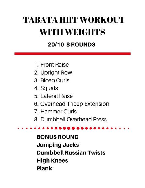 Upper Body Tabata, Tabata Workouts With Weights, Hiit Weights, Garage Workouts, Workouts Weights, Tabata Workouts At Home, Garage Workout, Workouts With Weights, Hit Workout