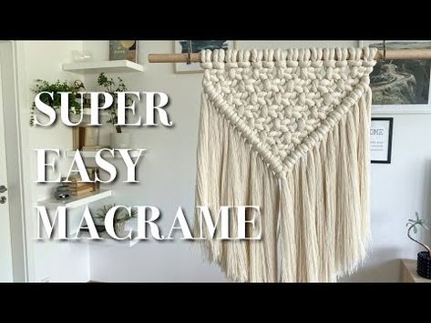 Super EASY MACRAME wall hanging ideal for beginners - YouTube Beginner Macrame Projects, Diy Easy Macrame, Easy Macrame Wall Hanging, Diy Crafts Easy At Home, Beginner Macrame, Small Macrame Wall Hanging, Macrame Wall Hanging Tutorial, Easy Macrame, Macrame Wall Hanger