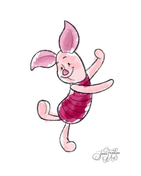 Piglet Tattoo, Piglet Drawing, Winnie The Pooh Tattoos, Piglet Disney, Winnie The Pooh Drawing, Piglet Winnie The Pooh, Calculator Design, Winnie The Pooh Cartoon, Cute Designs To Draw