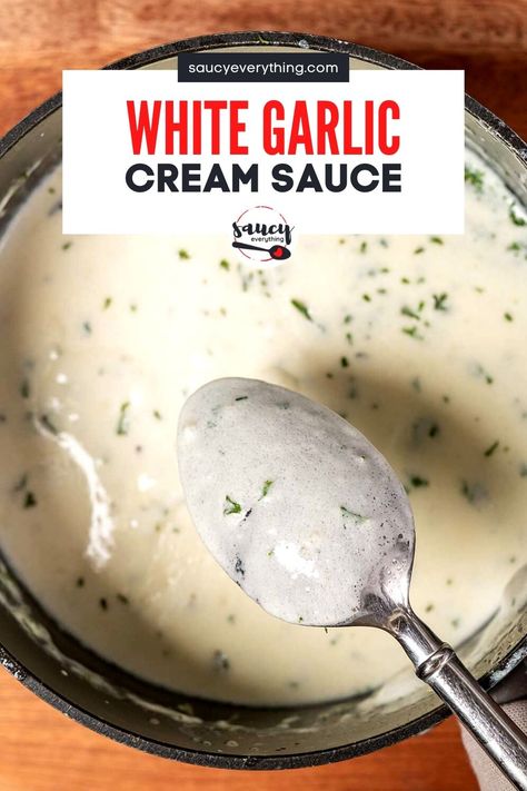 Amazing White Garlic Sauce Garlic White Sauce, White Garlic Sauce, Best Sauce Recipe, Easy Sauce Recipe, Garlic Sauce Recipe, White Sauce Recipes, Homemade Sauce Recipes, White Sauce Pasta, Garlic Cream Sauce