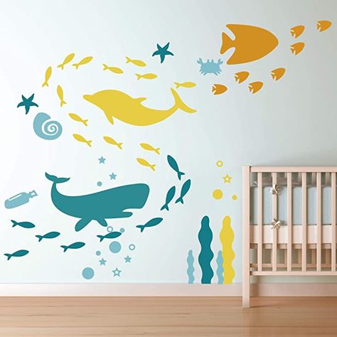 Cricut Wall Decals, Ocean Bedroom, Ocean Themed Bedroom, Wall Stickers For Kids, Kids Room Paint, Boy Girl Room, Stickers For Kids, Nursery Baby Room, Wall Stickers Kids