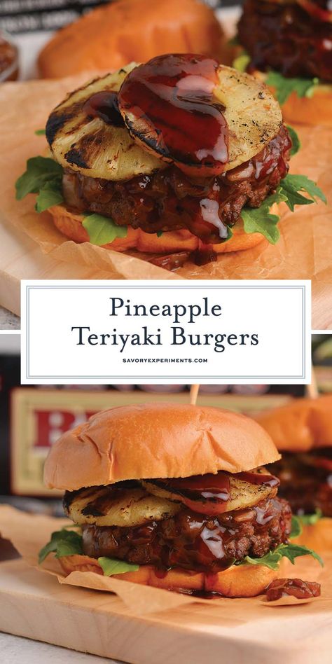 Bubba Burgers, Sweet Teriyaki Sauce, Pineapple Teriyaki, Teriyaki Burgers, Happy Habits, Foods Ideas, Rustic Arrangements, Onion Jam, Pineapple Slices