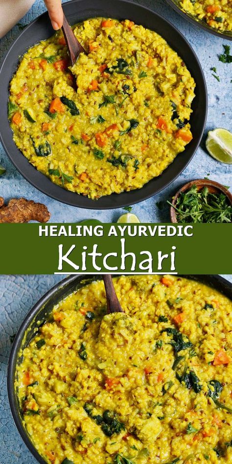 Kitchari Recipe Ayurveda, Ayurveda Kitchari, Kitchari Recipe, Moong Dal Recipe, Vegan Indian Recipes, Ayurveda Recipes, Ayurvedic Diet, Ayurvedic Recipes, Dal Recipe