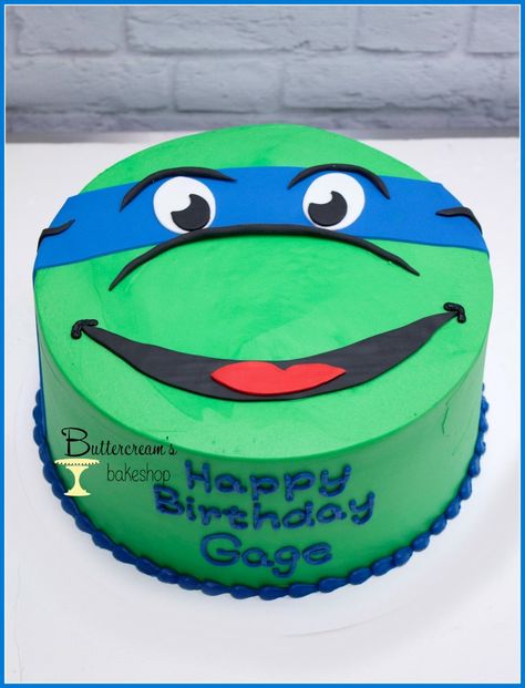 Buttercream Ninja Turtle Barney Birthday Cake, Girl Ninja Turtle, Ninja Turtle Birthday Cake, Teenage Mutant Ninja Turtle Cake, Ninja Turtle Theme, Barney Birthday, Tmnt Cake, Kid Cakes, 7 Cake