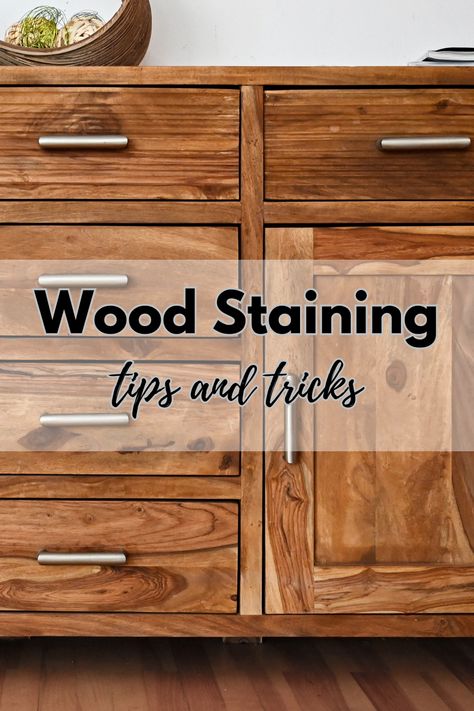 If you’re new to staining like me, check out these easy wood staining tips! I’m sharing all the beginner mistakes I made and how to stain wood the right way for a gorgeous finish. Stain Furniture, Early American Stained Table, How To Stain Wood, Stain Colors For Wood, Wood Staining Techniques, Neutral Stain, Playroom Printables, Staining Furniture, Stencil Wood