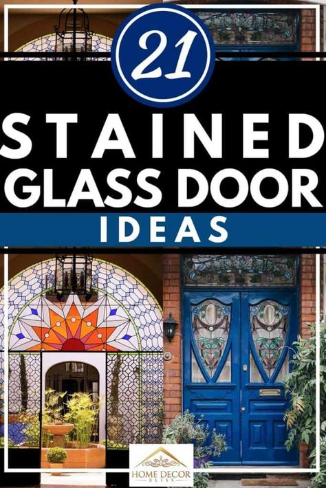 21 Stained Glass Front Door Ideas. Article by HomeDecorBliss.com #HomeDecorBliss #HDB #home #decor Stained Glass Above Front Door, Stained Glass Doors Interior, Stained Glass Front Door, Diy Stained Glass Window, Double Front Doors, Stained Glass Door, Glass Doors Interior, Front Doors With Windows, Glass Front Door