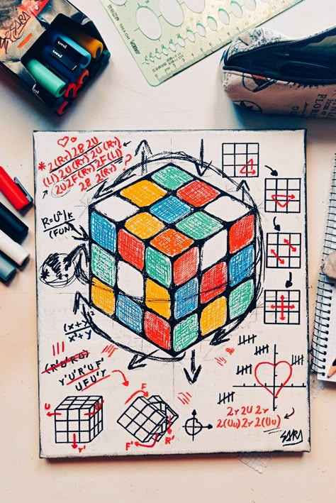 Rubix Cube Sketch, Rubiks Cube Drawing Sketch, How To Draw Rubik Cube, Rubiks Cube Art Drawing, Rubik Cube Drawing, Cool Rubiks Cube, Rubik’s Cube, Rubix Cube Drawing, Rubiks Cube Aesthetic