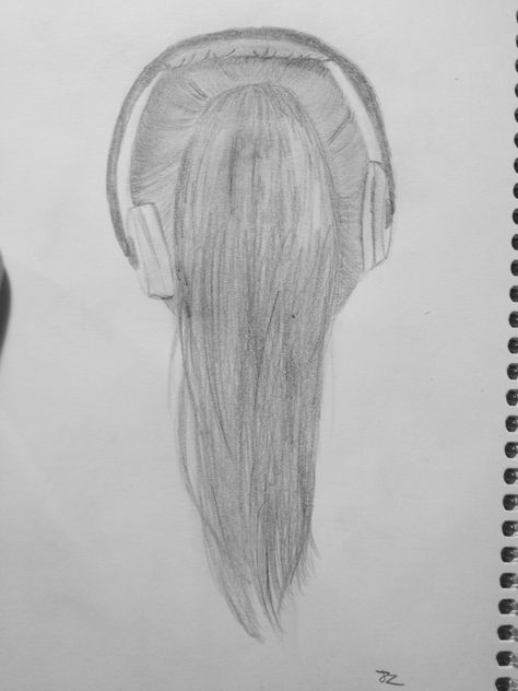 Back Of Head Hair Drawing, Ponytail From Behind Drawing, High Ponytail Drawing, Ponytails Hairstyles, Ponytail Drawing, Running Drawing, Hair Drawings, Hairstyles Drawing, Back Drawing