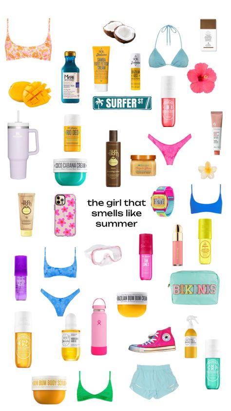 Summer 2024 Must Haves, Summer Skincare Aesthetic, Summer Needs Products, Summer Bag Essentials, Beach Skincare, Preppy Essentials, Summer Needs, Summer Must Haves, Summer Necessities