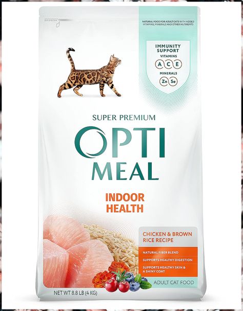 Optimeal Indoor Cat Chicken & Brown Rice Recipe Adult Cat Food - Proudly Ukrainian Salmon Brown Rice, Pet Packaging, Healthy Cat Food, Brown Rice Recipe, Food Net, Chicken And Brown Rice, Dried Potatoes, Brown Rice Recipes, Oatmeal Recipe