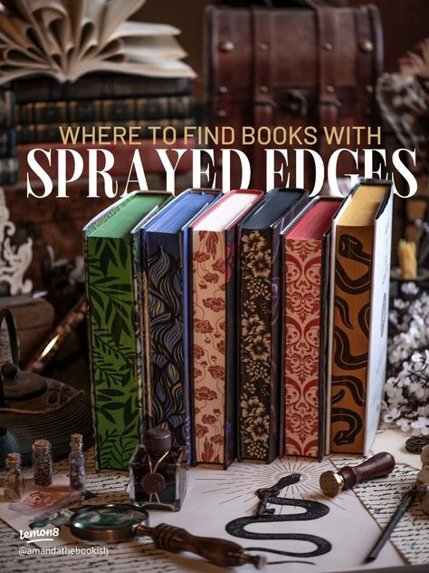 Where to Find Sprayed Edge Books | Gallery posted by Amanda 🍷🐾📚 | Lemon8 Stenciled Edges Books, How To Spray Book Edges, Books With Sprayed Edges, Diy Book Edges, Book Edge Painting Diy, Diy Sprayed Book Edges, How To Paint Book Edges, Fore Edge Painting Books, Sprayed Book Edges