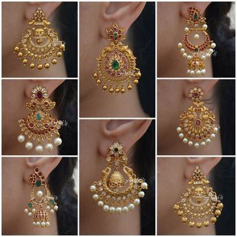 Arshi's.in on Instagram: “Traditional chandbali earring collections Get flat 10% discount on all products Available on @arshis.in /www.arshis.in Whatsapp…” Kempu Haram Designs, Traditional Jewelry Earrings, Earing Designs Gold For Wedding, New Model Earrings Gold, Gold Jewels Design Earrings, Jewelry Patterns Gold Necklace, Chandbali Earrings Gold Antiques, New Earrings Designs Gold, Earings Design Gold New Model