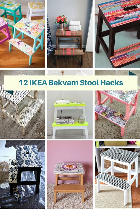 My friend has new kitchen with high cupboards and need a stool to reach them. I have gathered together, 12 great ideas for hacking the IKEA… Bekvam Painted, Ikea Stool Diy, Ikea Rattan Stool, Ikea Bekvam Stool Painted, Bekvam Stool, Ikea Bekvam, Ikea Stool, Ikea Lamp, Best Ikea