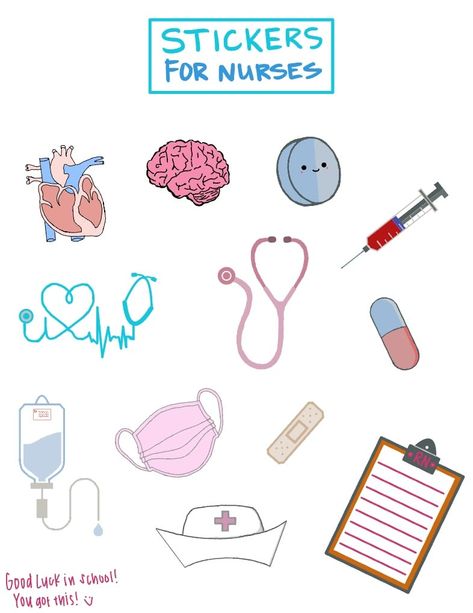 Nurse Stickers - Notability Gallery Nursing Stickers Free Printable, Nursing Stickers, Nurse Planner, Planner Free Printable, Cotton Tops Designs, Nurse Stickers, Medical Symbols, Nursing School, Cotton Tops