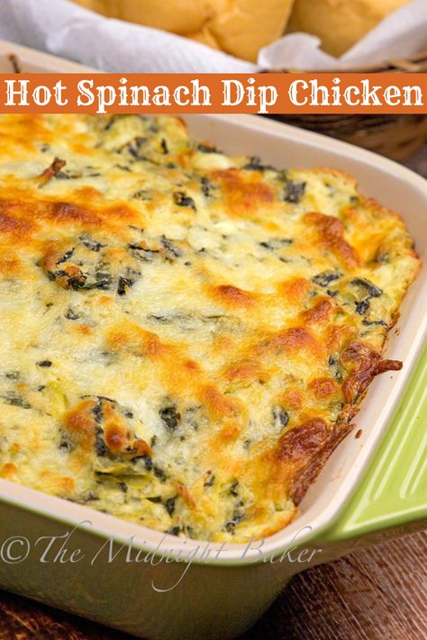 Spinach Dip Chicken Casserole, Spinish Artichoke Dip Recipes Crockpot, Chicken And Spinach Dip, Chicken Spinach Dip Recipes, Spinach Dip Casserole, Spinach Dip Pasta Salad, Spinach Chicken Dip, Spinach Dip With Chicken, Spinach Dip Chicken Bake