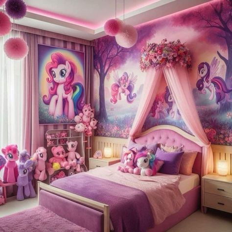 Mlp Bedroom, Pony Bedroom, My Little Pony Bedroom, Girls Bedroom Colors, Unicorn Bedroom, Pink Room Decor, Kids Bedroom Inspiration, Toddler Room Decor