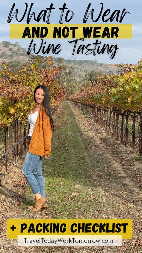 Winter Wine Tasting Outfit 2023, Napa Clothing Style What To Wear, Wine Tasting In Napa Outfit, Weekend In Napa Outfits, Dressing For Napa Wine Country, Winery Weekend Outfit, What To Wear In Napa Valley In March, Winery Weekend Packing List, Fall Napa Outfits Wine Country