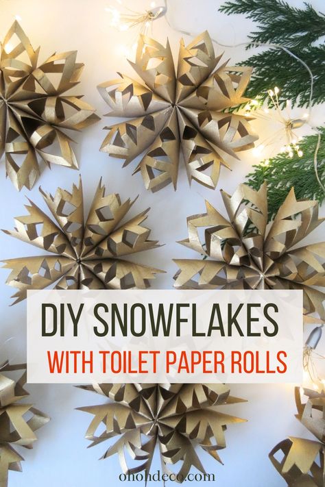 Get ready to turn your recycling bin into a crafting goldmine! Discover how to transform toilet paper rolls into stunning snowflake ornaments with our easy, step-by-step tutorial. Perfect for gifting or adding a personal touch to your holiday decor – you'll never look at TP the same way again! Xmas Toilet Roll Crafts, Toilet Roll Snowflakes Diy, What To Do With Paper Towel Rolls, Tp Roll Snowflakes, Toilet Paper Roll Crafts Christmas Stars, Crafts To Make With Toilet Paper Rolls, Toilet Paper Roll Winter Crafts, Paper Towel Roll Snowflake, Snowflakes From Toilet Paper Rolls