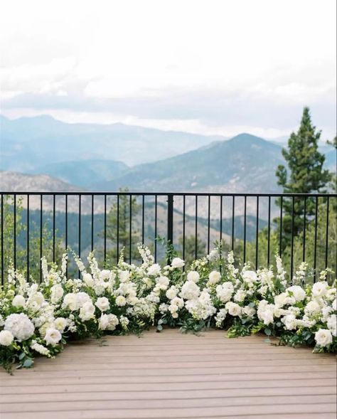 Wedding Alter Ground Florals, Floral Ground Arrangement, Floor Florals Wedding Ceremony, Wedding Alter Backdrops, Ceremony Ground Flowers, Ground Arch Wedding, Aisle Arrangements, Ceremony Backdrop Outdoor, 2025 Bride