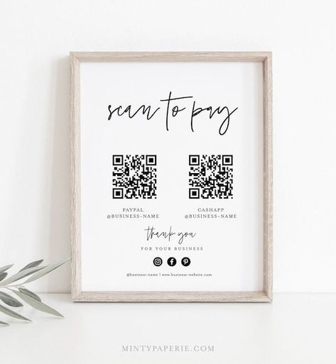 Scan to Pay Sign, Cash App, Venmo, Paypal Sign, Business QR Code Pay Sign, Editable Template, Instant Download, Templett, 8x10 0009-78S - Etsy Scan To Pay Sign, Rose Gold Wedding Decor, Scan To Pay, Custom Business Signs, Sign Business, Vendor Booth, Cash App, Desktop Computer, Google Chrome