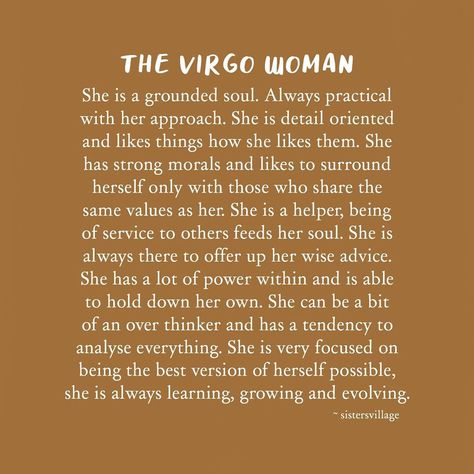 SISTERS VILLAGE 𓂀 on Instagram: “THE VIRGO WOMAN⁣ ⊹⁣ ⊹ ⊹⁣⁣⁣ This was one of the first little series I did on my page, still have so much love for these words intuitively…” Virgo Woman Traits, Virgo Meaning, Sun In Virgo, Earth Signs Zodiac, Virgo Queen, Virgo Goddess, Virgo Woman, Virgo Personality, Virgo Star