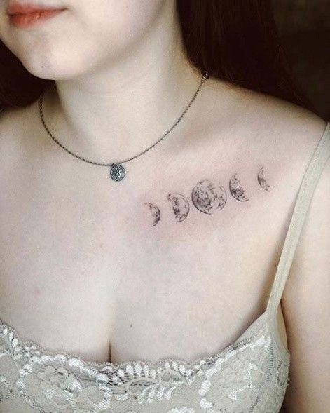 Best Chest Tattoos, Tattoo Under Chest, Collar Bone Tattoos, Blue Flower Tattoos, Small Chest Tattoos, Feather Tattoo Design, Planet Tattoos, Bone Tattoos, Stylish Tattoo