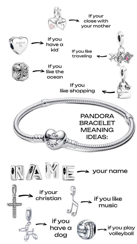 Bracelet Meaning, Pandora Bracelet Charms Ideas, Pandora Bracelet Designs, Pandora Armband, Preppy Jewelry, Bracelets With Meaning, Bracelet Charms, Girly Accessories, Pandora Bracelet Charms