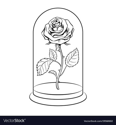 Rose In A Glass Dome Drawing, Rose In Glass Tattoo, Rose In A Glass Dome Tattoo, Rose In Glass Drawing, Dome Drawing, Rose In A Glass Dome, Shell Coloring, Cute Iphone Wallpaper Tumblr, Rose In A Glass