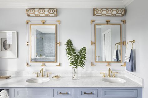 Craftsman Bathroom, Pinterest Trends, Aesthetic Bathroom, Contemporary Vanity, Brass Bathroom, Modern Baths, White Brass, Bath Fixtures, Bathroom Styling