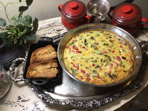 Crab Frittata, Crab Omelette, Breville Oven, Lump Crab Meat, Lump Crab, Crimini Mushrooms, Garlic Oil, Mouth Watering Food, Crab Meat