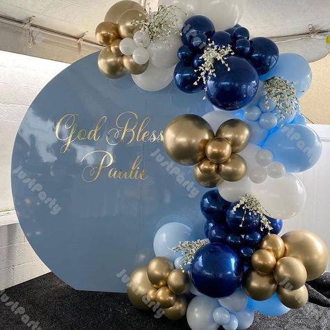 Theme Bapteme, Balloon Chain, Blue Balloon, Gender Reveal Decorations, Gold Wedding Decorations, Garland Arch, Gold Baby Showers, Bachelorette Party Decorations, White Balloons