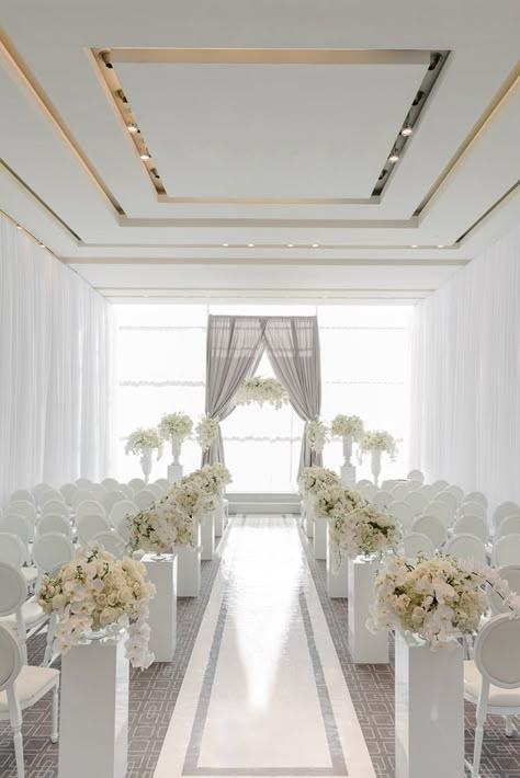 White Wedding Ceremony Indoor, Tropical Ceremony Decor, Wedding Aisle Runner Indoor, Inside Ceremony Decor, Wedding Ceremony Aisle Decor Indoor, Ceremony Aisle Decor Indoor, Weeding Decoration Inside, Wedding Aisle Indoor, Aisle Decorations Wedding Indoor