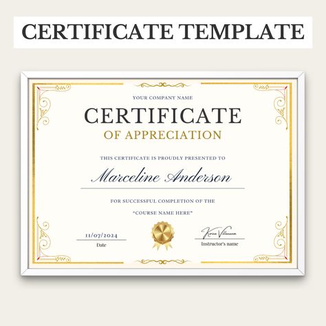 Celebrate achievements with our professionally designed Certificate of Completion Template. Perfect for recognizing the successful completion of courses, training programs, workshops, and seminars, this custom and printable certificate is ideal for educators, businesses, and organizations. Order your Certificate of Completion Template today and provide a tangible recognition of hard work and dedication. Perfect for educators, businesses, and hobbyists alike! Certificate Of Completion Template, Graduation Diploma, Online High School, School Diploma, College Diploma, High School Diploma, Certificate Of Appreciation, Printable Certificates, Certificate Of Completion