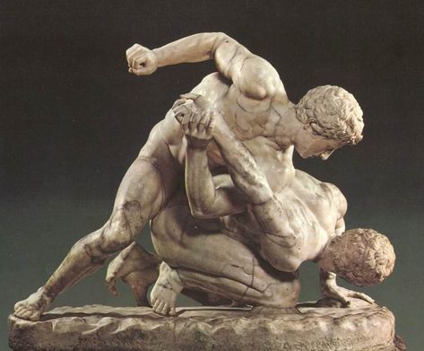 Greek Wrestling, Ancient Olympics, Roman Statue, Classic Sculpture, Greek Statues, Ancient Greek Art, Roman Sculpture, Art Premier, Greek Sculpture