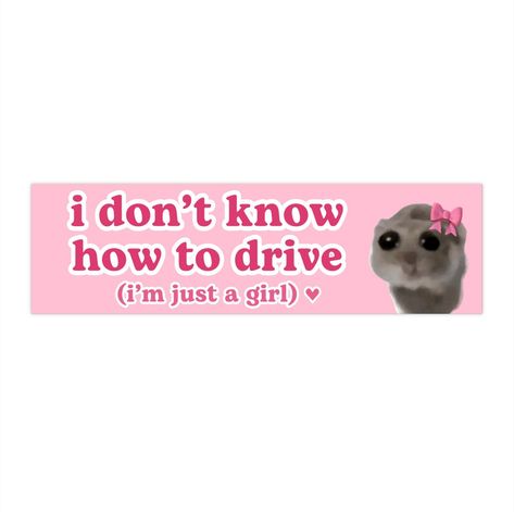 New Driver Pls Be Patient I Don't Know How To Drive Sad Hamster with Bow Meme I'm Just A Girl Round Circle Car Sticker for Car Bumper Accessories Cute Funny Baby Pink Girly I’m Just A Girl, Im Just A Girl, I'm Just A Girl, Funny Bumper Stickers, Baby Rosa, How To Drive, Sticker For Car, Girly Car, New Driver