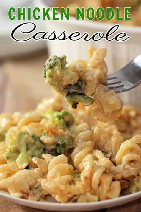 This baked BROCCOLI CHICKEN NOODLE CASSEROLE is the ultimate in comfort food. Made with chicken, pasta, broccoli, soup and cheese - it's a family favourite that everyone will love. #chickennoodle #casserole #chickennoodlecasserole #casseroledish #chickencasserole #baked #chickenrecipe Broccoli Chicken Noodle Casserole, Chicken Broccoli Pasta Casserole, Food With Chicken, Pasta Broccoli, Chicken Pasta Casserole, Baked Broccoli, Broccoli Pasta Bake, Chicken Broccoli Pasta, Chicken Broccoli Cheese